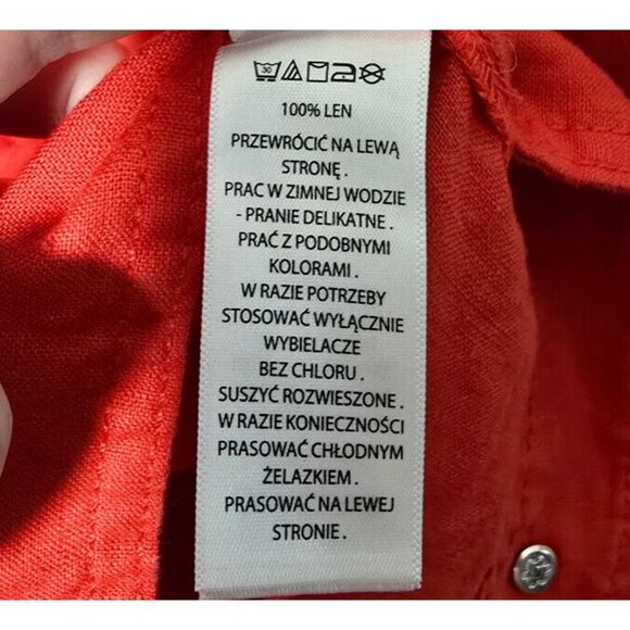 Jones & Co Linen Blouse Women XL Red Button Pockets Long Sleeve Breathable Woven - Picture 13 of 15